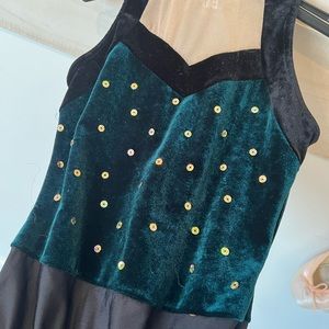 A Wish Come True dance recital costume leotard green velvet sequined, jazz tap